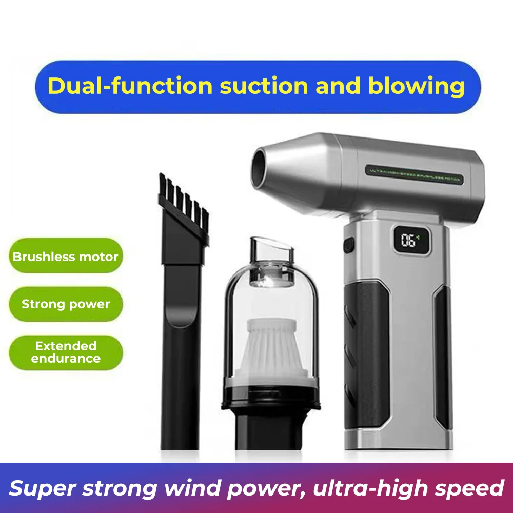

Мощный пылесборник, жестокий вентилятор, 130000 об/мин, бесщеточный турбореактивный вентилятор, 5-скоростной регулируемый и цифровой дисплей, турбореактивный вентилятор