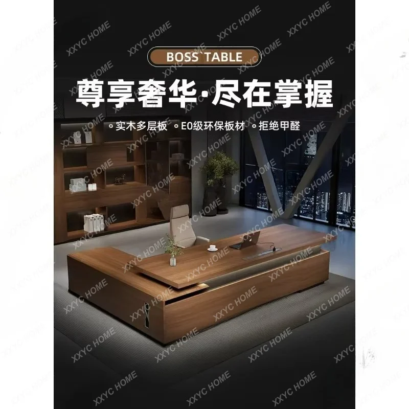 XX Solid wood boss office desk and chair combination Chinese retro office President Chairperson Taipantai