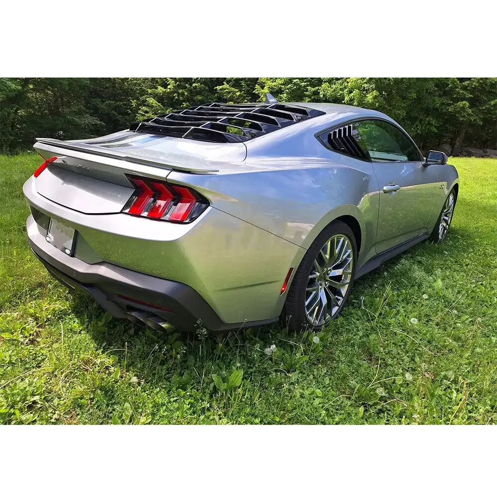 For Ford Mustang 2024 2025 Car Rear Louver Window Side Shutter Cover Trim Sticker Vent Scoop ABS Carbon Fiber Black Accessories