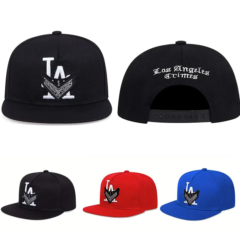 Letter embroidered flat brim hat LA snapback Hat black desert flowers adult Hip Hop Caps outdoor sun Hats Adjustable Baseball