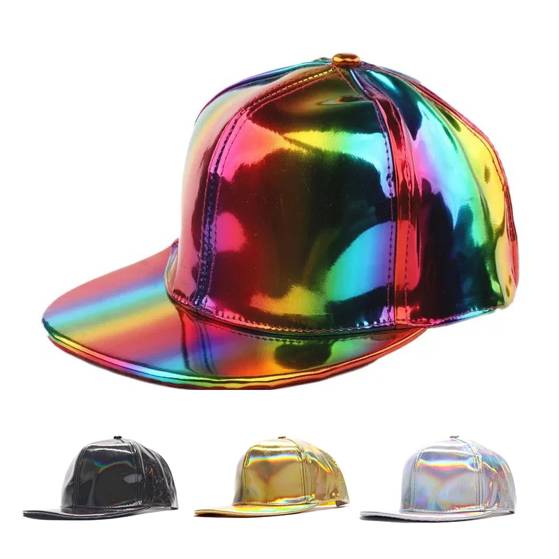Mode PU Regenbogen Farbwechsel Hiphop Baseball Cap Snapback Hut Erwachsene Outdoor Casual Trucker Caps Casual Knochen Einstellbare Hüte