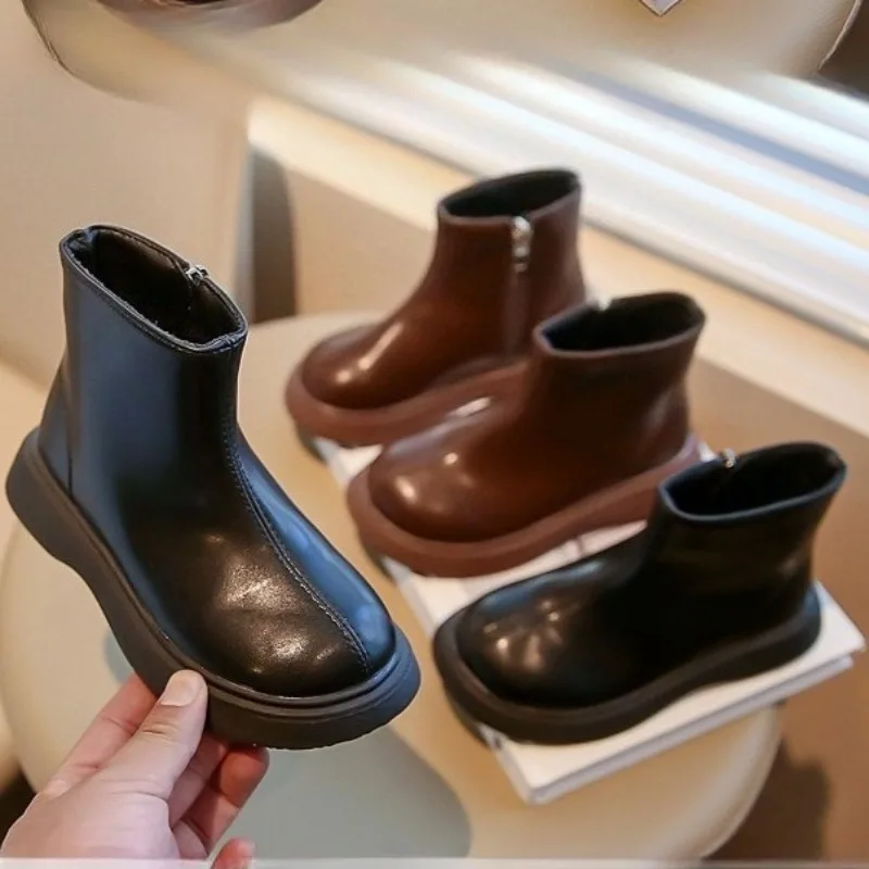 

Осенне-зимние повседневные ботинки для маленьких мальчиков и девочек, детская уличная обувь в стиле ретро с короткой мягкой подошвой и противоскользящей подошвой