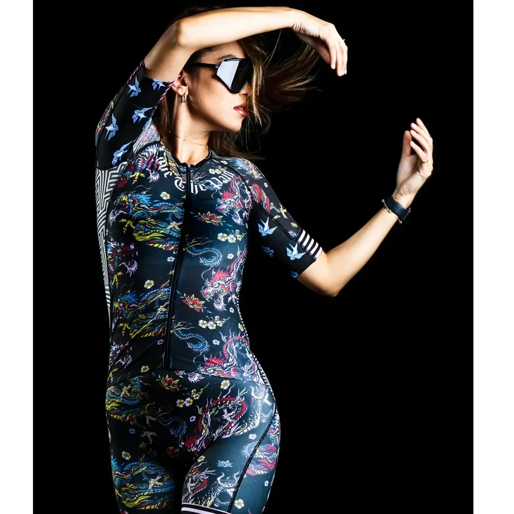 Love The Pain Women Cycling Skinsuit Macaquinho Ciclismo Triathlon Suit Road Bike MTB Clothing Summer Race Runnning Team Trisuit