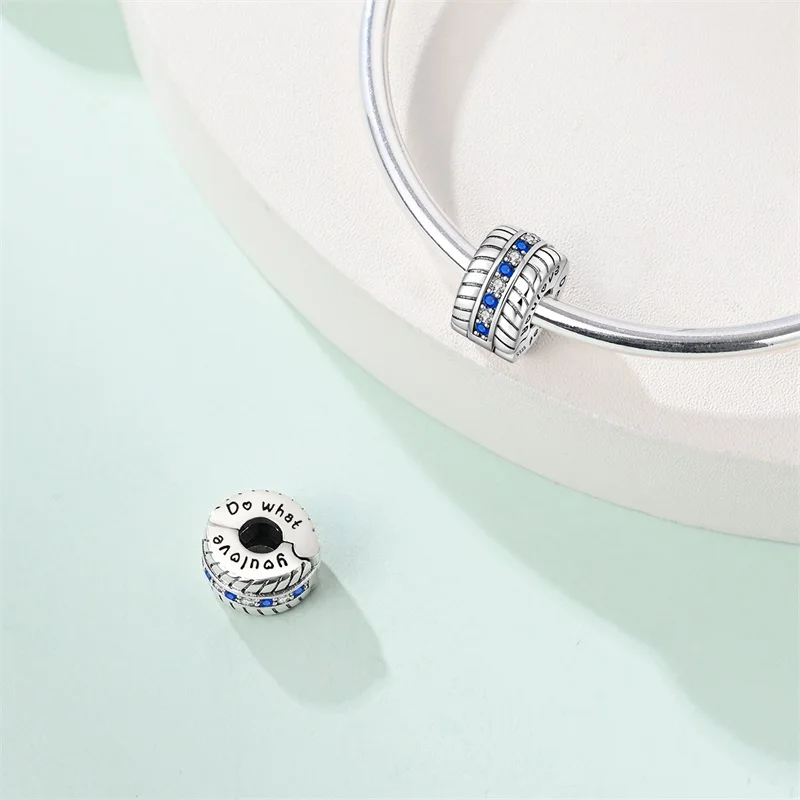 

New 925 Sterling Silver Blue Weaving Charms Beads For Women Fit Original Bracelet DIY Birthday Party Jewelry Gifts