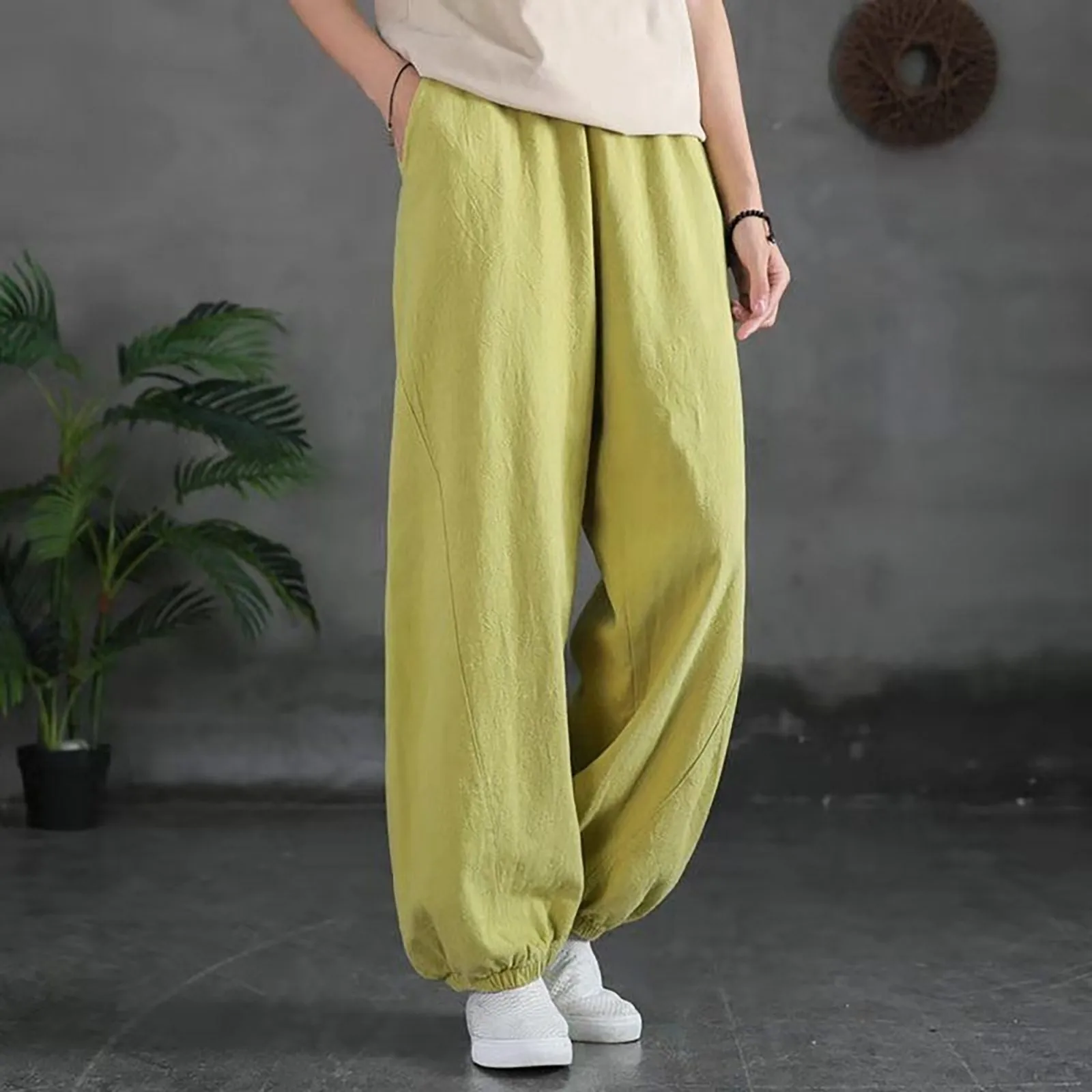 

Spring/summer Cotton Pants Women's Vintage Plus-size Slacks Women Korean Fashion Baggy Pants Streetwear Clothing Pantalones