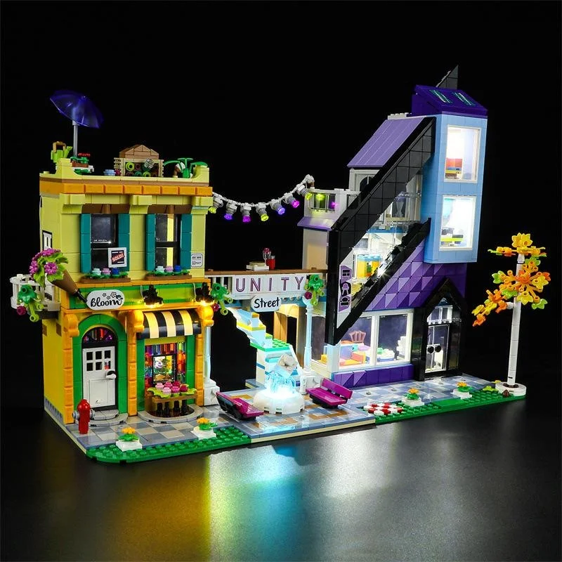 USB Lights Set for Lego 41732 Downtown Flower and Design Stores Brick-Not include Lego Model