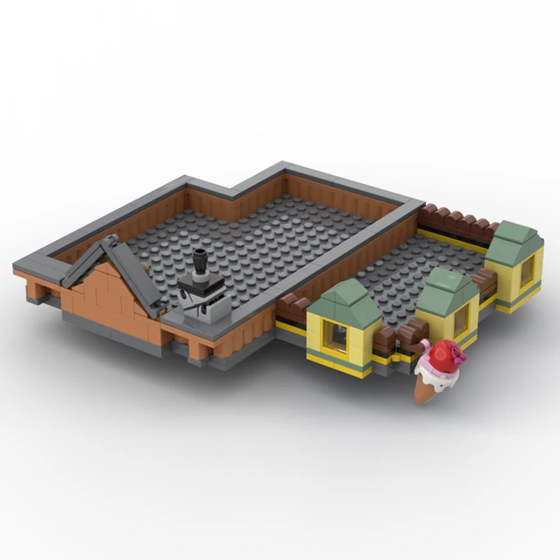 1698 pièces de blocs de construction modulaires MOC personnalisables, thème Rue Urbaine, pour magasins de produits haut de gamme et glacieries, jouet de vacances DIY pour garçons, cadeaux