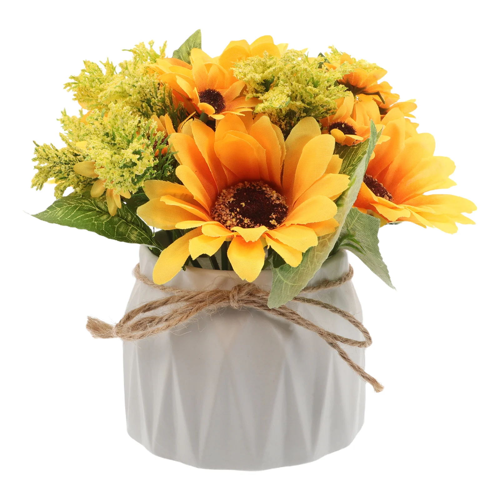 

Artificial Sunflower Potted Plant Faux Silk Flowers in Ceramic Pot Rustic Table Centerpiece Decor Fake Potted Bonsai