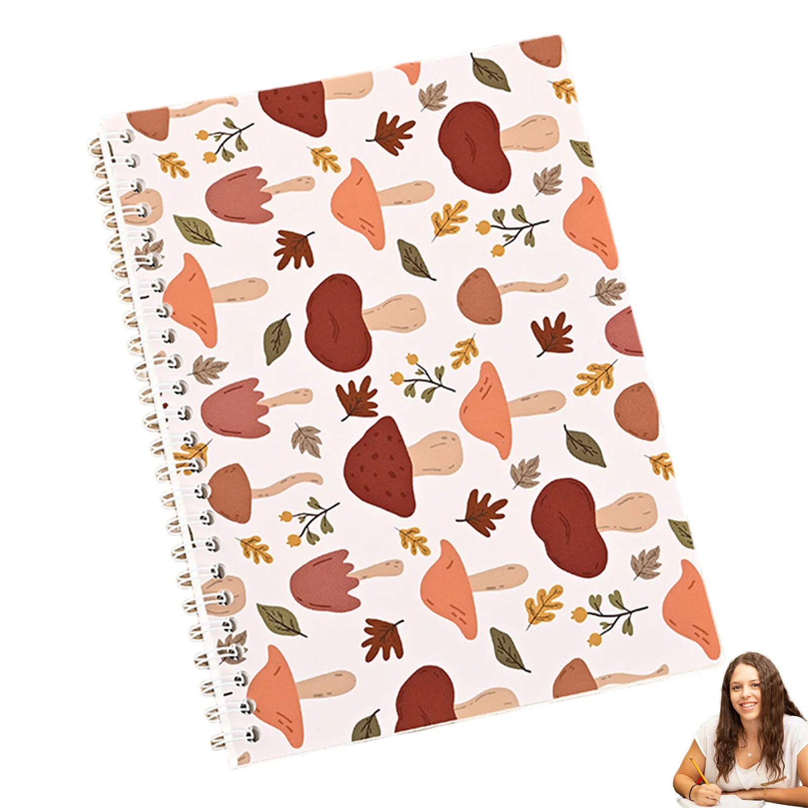 Cuadernos en espiral A5 para estudiantes, estampado de estilo de dibujos animados, tapa dura Floral, bonitos libros de notas adecuados para Acción de Gracias exquisita