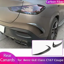 Car Rear Bumper Canards Spiltters for Mercedes Benz GLE Class C167 Coupe GLE450 GLE63 AMG 2020-2023 Side Scoop Full Carbon Fiber