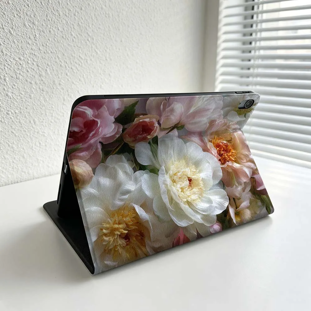 Pink Peony Flowers For iPad Pro Air mini 7 6 5 4 3 2 1 9gen M5 M4 11th 10th A17 Pro A16 Soft Inch Tablet Case Cover 5