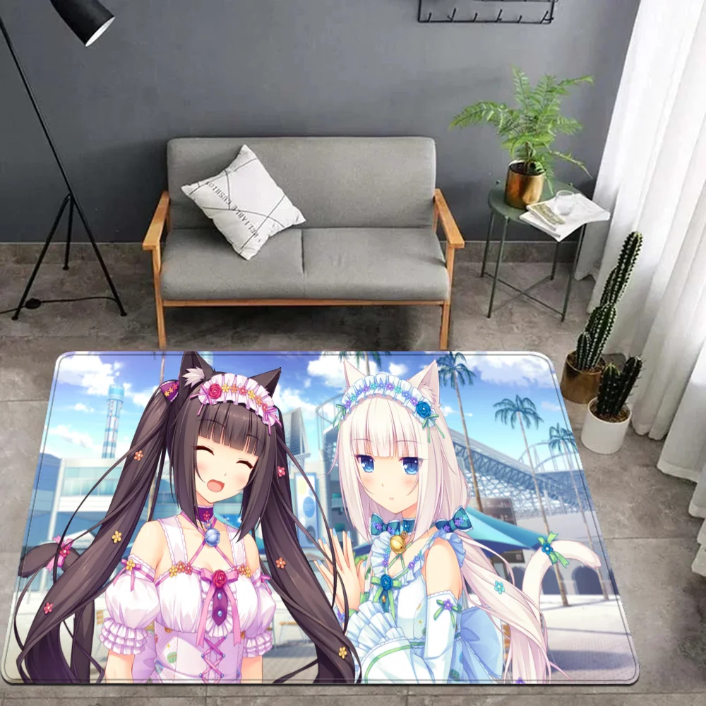 

Nekopara Anime Room Mats Anti-slip Absorb Water Long Strip Cushion Bedroon Mat Welcome Doormat