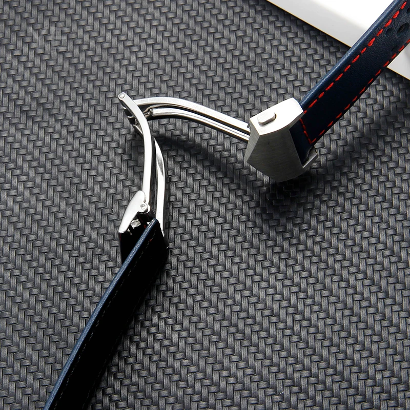 Grande buraco estilo respirável atualização pulseira de relógio para tag heuer carrera heritage monaco série macio genuíno couro pulseira 22mm