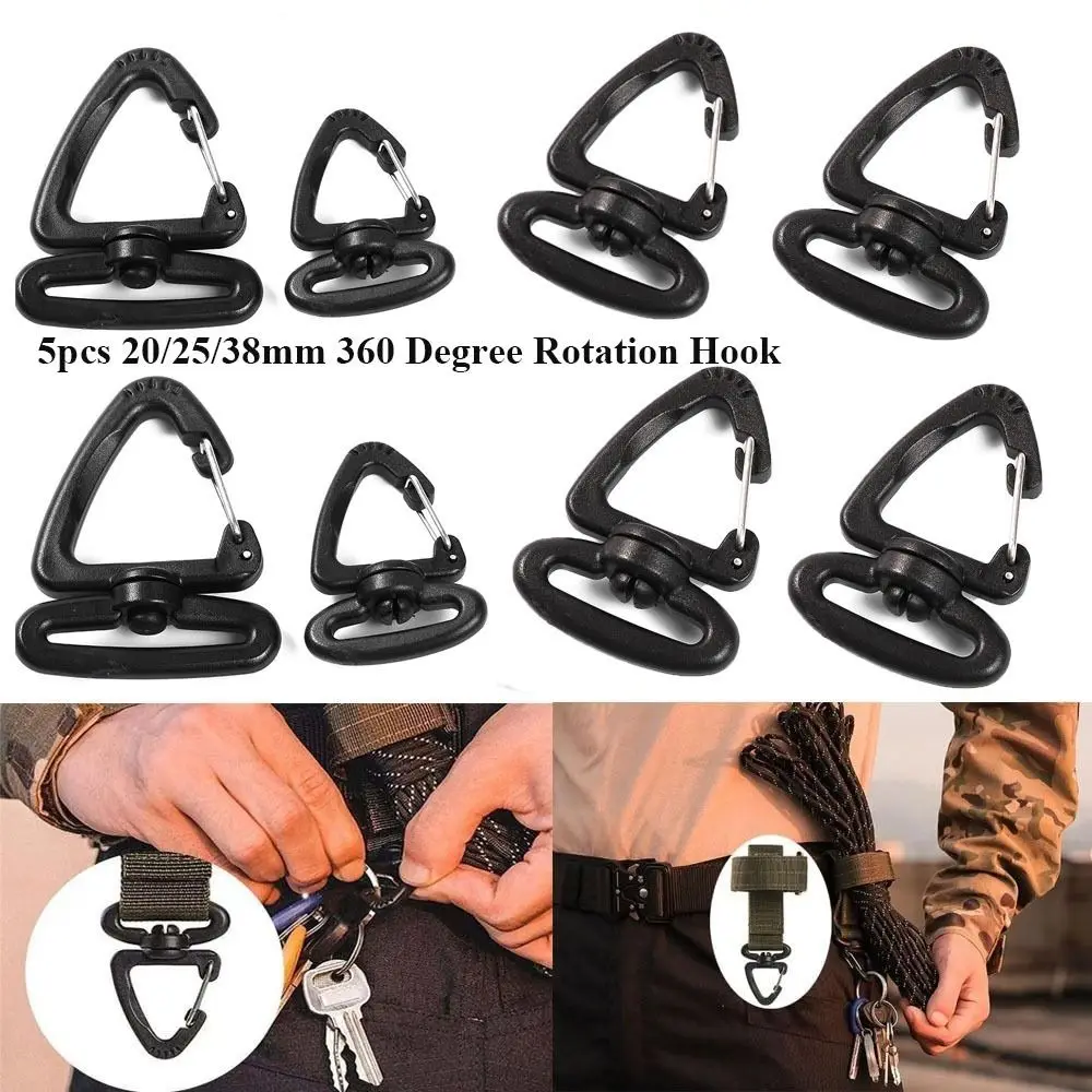 5pcs High Quality Plastic Alloy Camping Hiking Keychain Black Spring Quickdraws Hooks Buckles Backpack Accessories Outdoor Tool