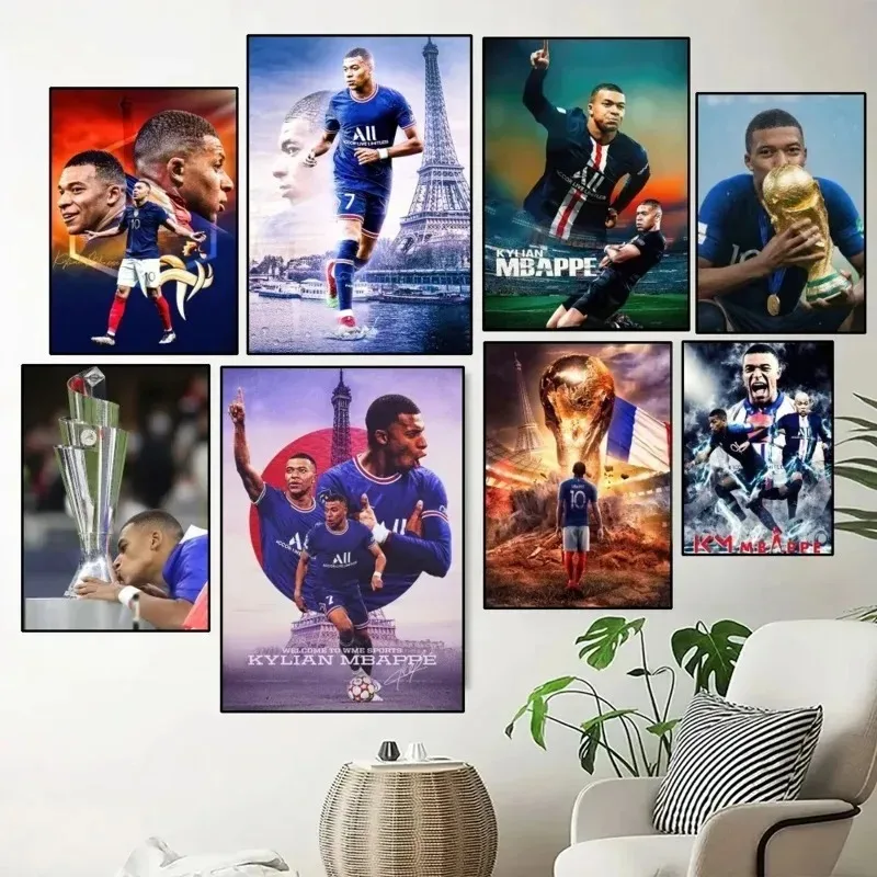 Modern Sports Aesthetics Wall Art Football Cool - Mbappe Superstar HD Canvas Painting e Printed Home Bedroom Decoration