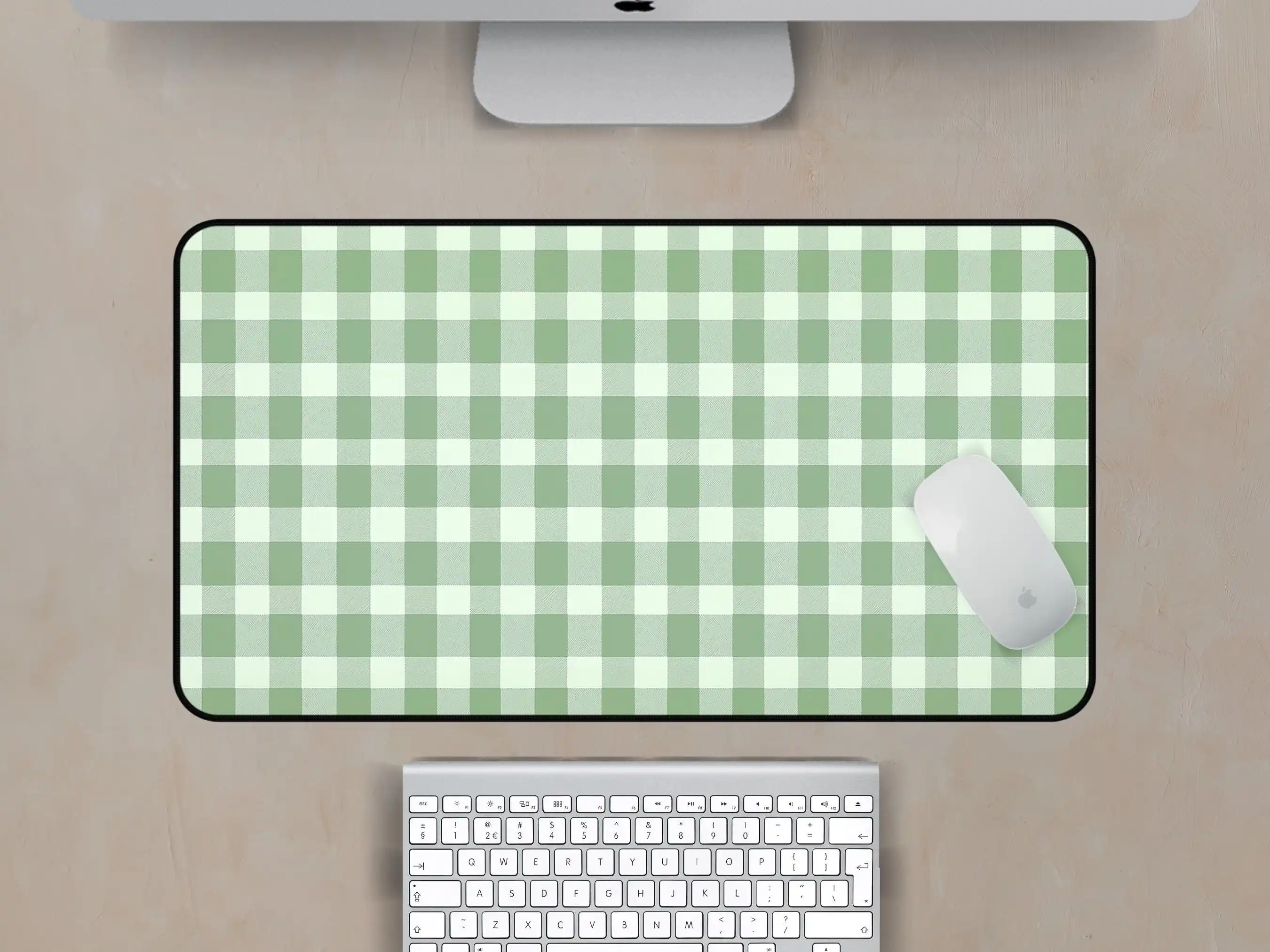 Green Checkered Table Mat, Non-slip and Waterproof Mouse Pad, Office and Gaming Desk Decoration Mat, A Perfect Gift for Friends.