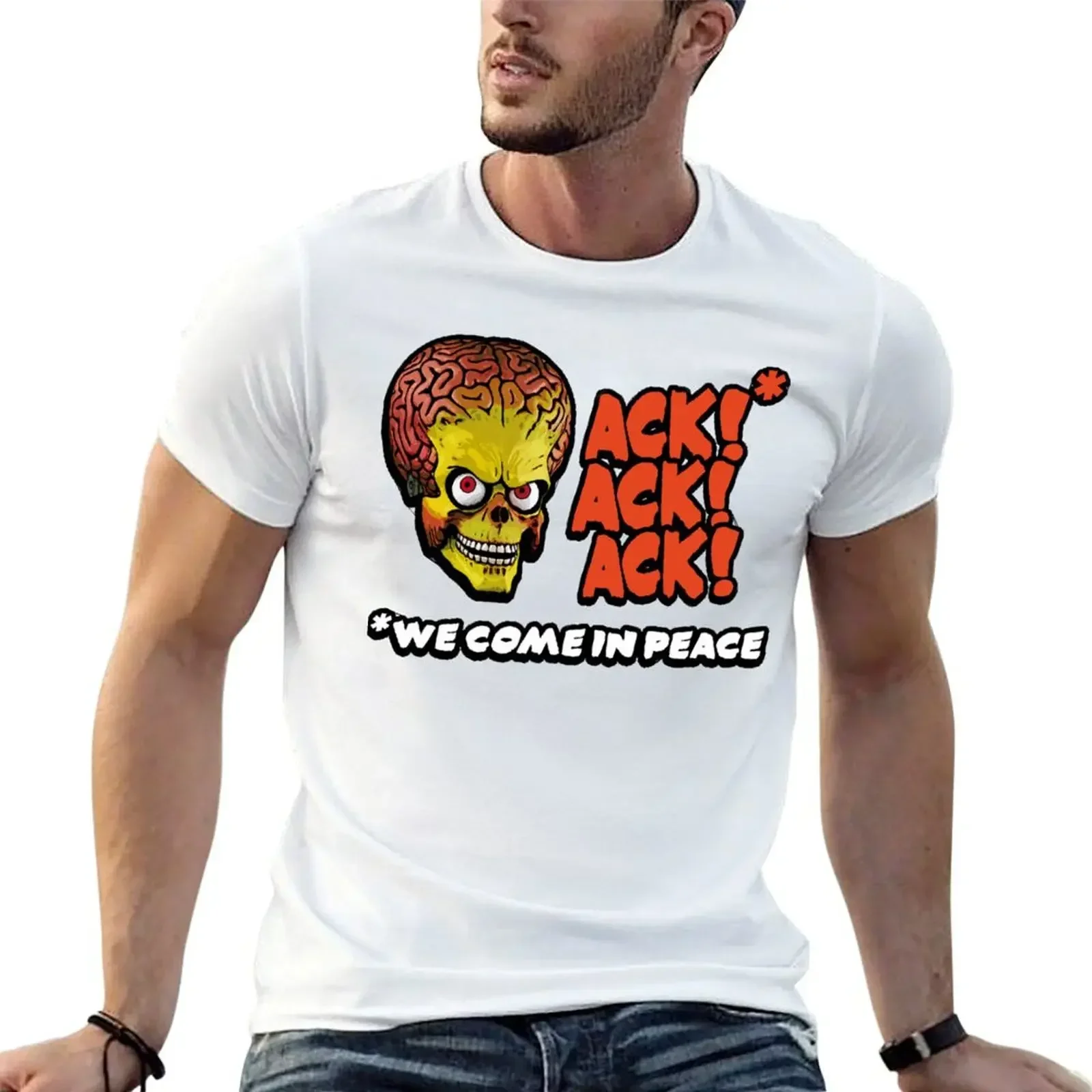 

Funny Gift For Mars Attacks We Come In Peace Vintage Photograp T-Shirt plus sizes summer top mens big and tall t shirts