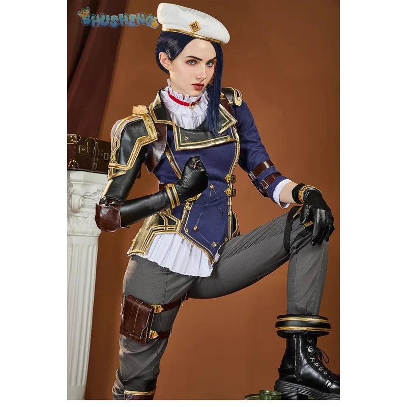 Caitlyn·Kiramman LOL Cosplay Arcane Season 2 costume Hat Shoulder Armor Gloves Leg Bag Set Party Carnival Handsome Woman Uniform