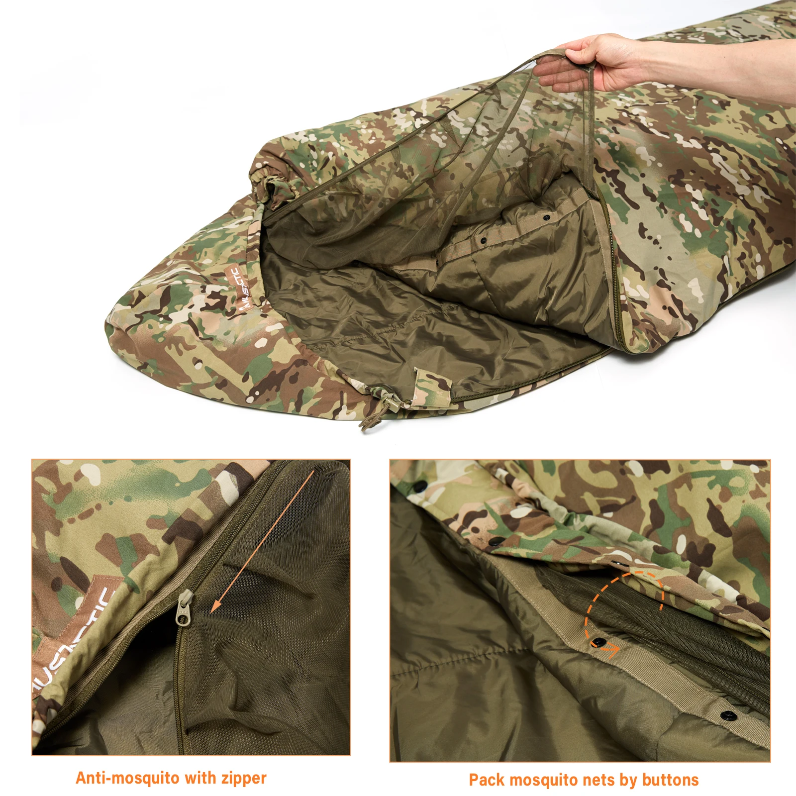 MT militar Modular infantería táctica momia sacos de dormir, defensa de la fuerza del ejército 4 y sistema de dormir Tropen 2,0 camuflaje/Multicam