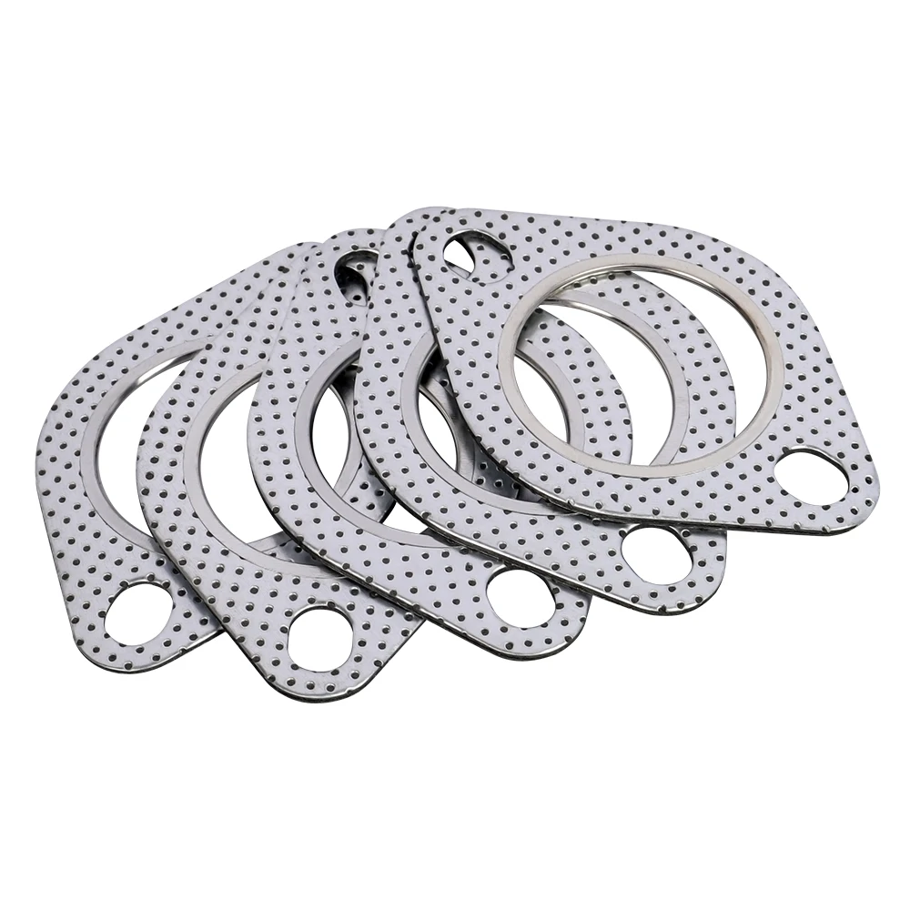 Universal Car Exhaust Downpipe Flange Gasket 2.0/2.16/2.36/2.5/2.75/3.0 Inch Exhaust Pipe Intake Tube Gasket Two Holes 5/pack