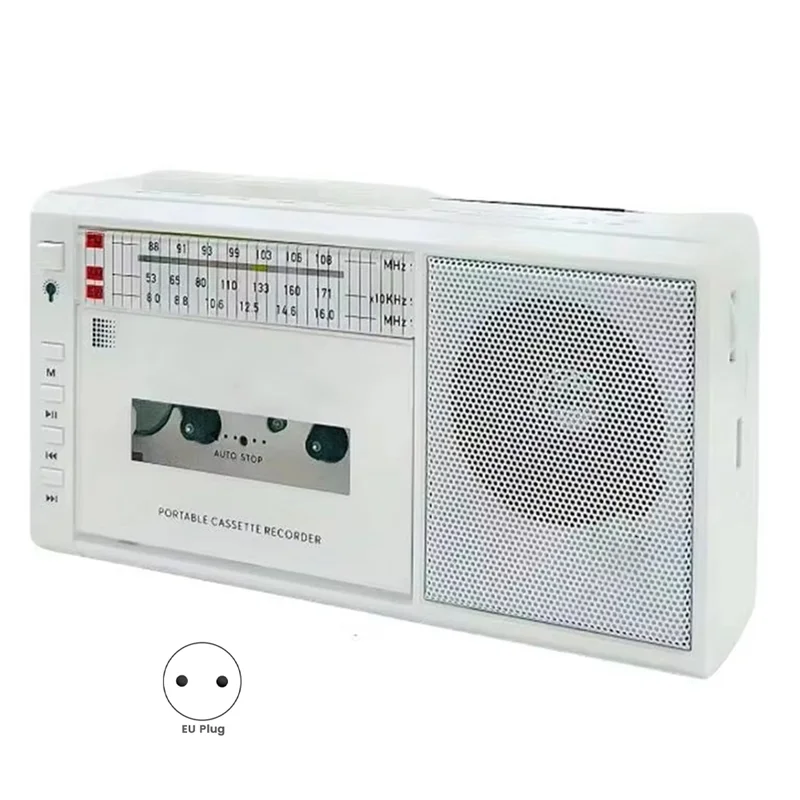 ABSQ-Retro USB AM/FM/SW Multibanda Radio Estéreo Inalámbrico Bluetooth Mp3 Audio Cassette Reproductor Grabador AM Radio Enchufe de la UE