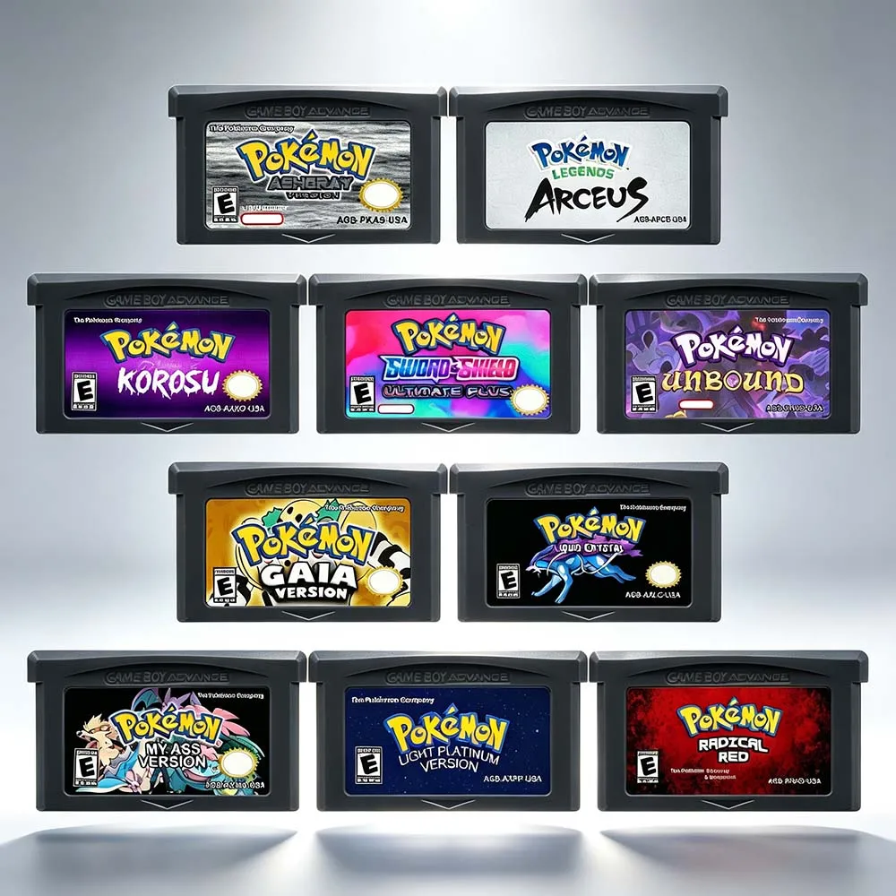 GBA Game Cartridge Pokemon Series Unbound Korosu Arceus Sword and Shield Radical Red AshGray Gaia USA Version