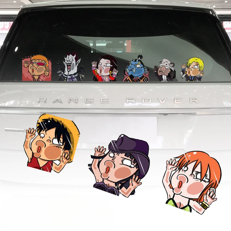 One Piece Anime Car Sticker Personalized and Funny Decal Waterproof Vinyl Car Decor Luffy Zoro Nami Hancock Car Accessories