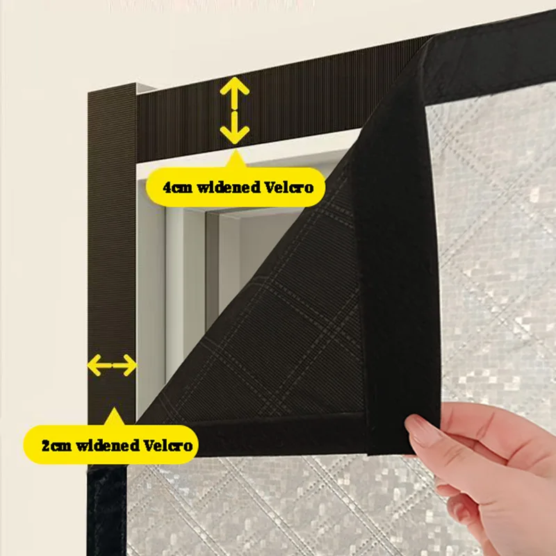 Magnetic thickened cotton door curtain, warm and windproof, winter cold proof, side opening, easy to install, black