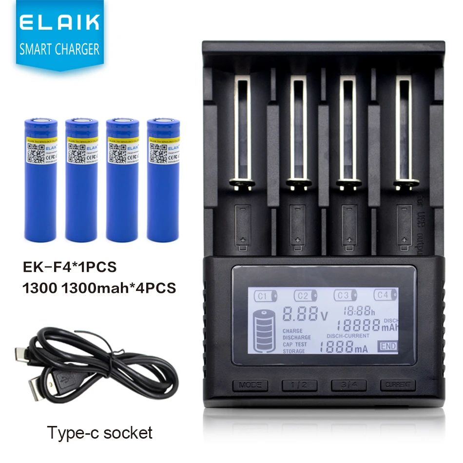 18650 1300/1500/2000mah lithium battery 3.7 V strong light flashlight rechargeable battery  include charger set