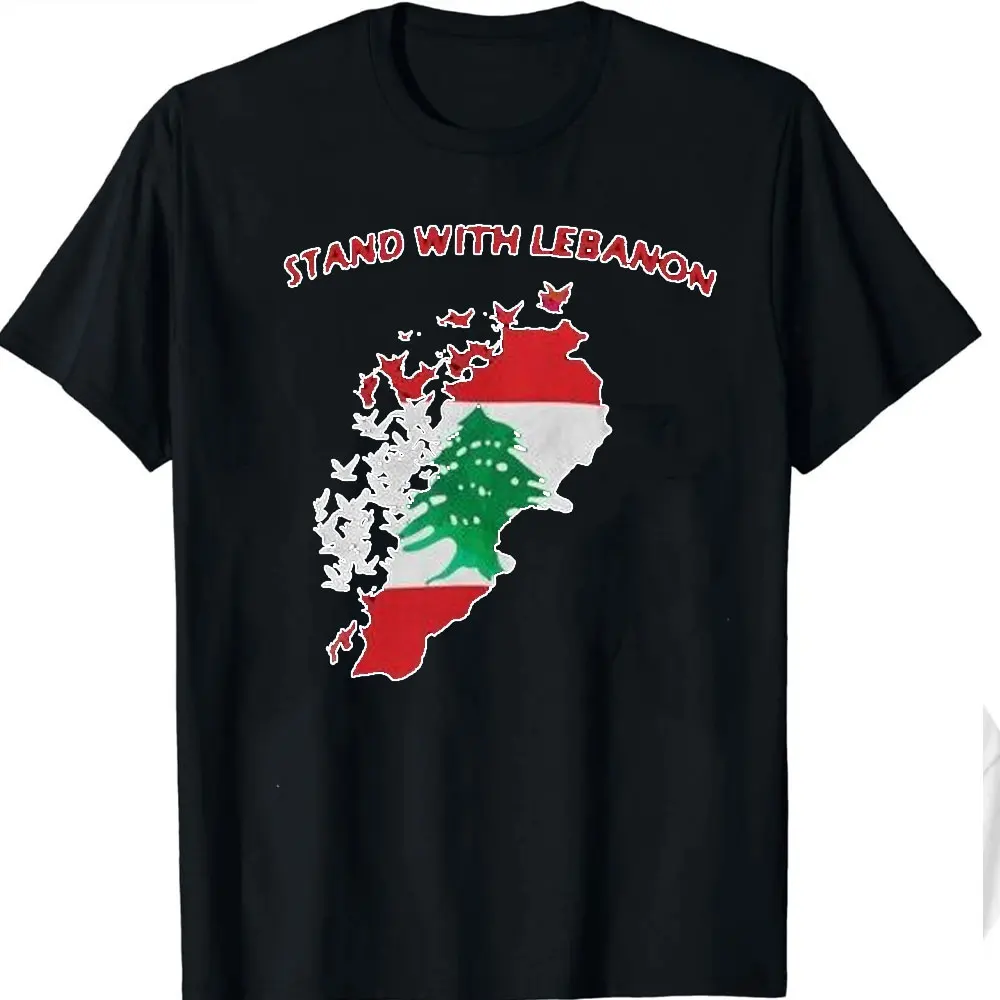 Stand with Lebanon Safety for Solidarity Lebanese Men Women Cotton T-Shirts Round Collar Tees Short Sleeve Tops Vintage T Shirt