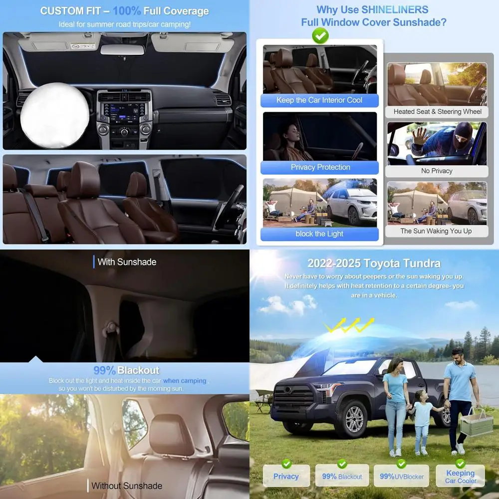 

Car Window Shades for 2022-2025 Trucks, Full UV Protection, Privacy, Camping Outdoor Use
