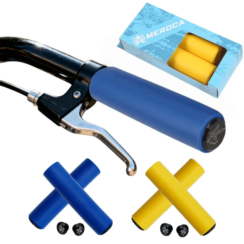 

Silicone Mtb Bike Grips Sponge Blue Yellow Bike Grips Shock Absorbing for Bicycle Handlebar Grips with End Plugs Mtb Accessories