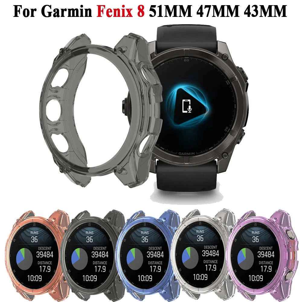 New Protection Case For Garmin Fenix 8 51 47 43mm 7 7S 7X 5S 5 5X Plus 6S 6 6XPro Protector Frame Soft Clear TPU Case Cover Band