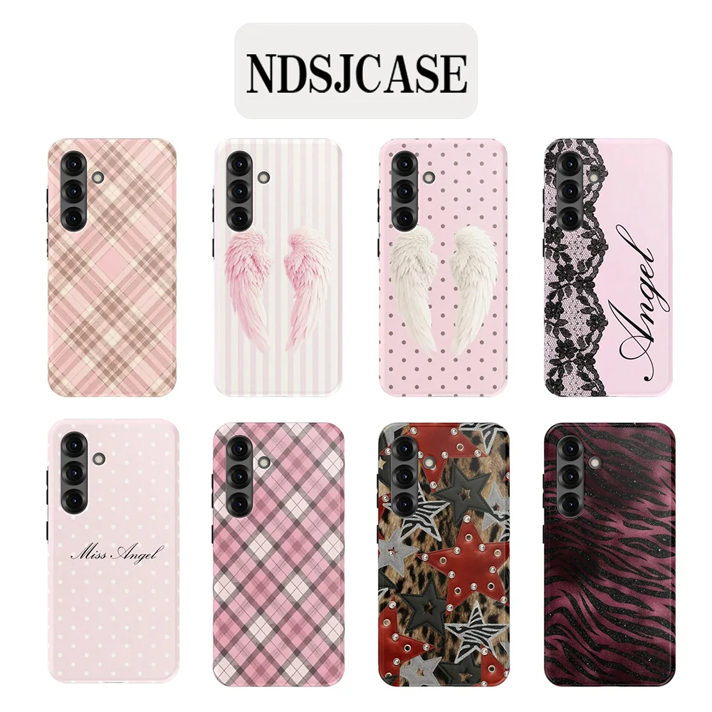 Luxury Clmj Blush Wing Phone Case for Samsung Galaxy S20 S23 S24 S25 S26 FE Plus Ultra Edge 4G 5G Double-layer Back Cover