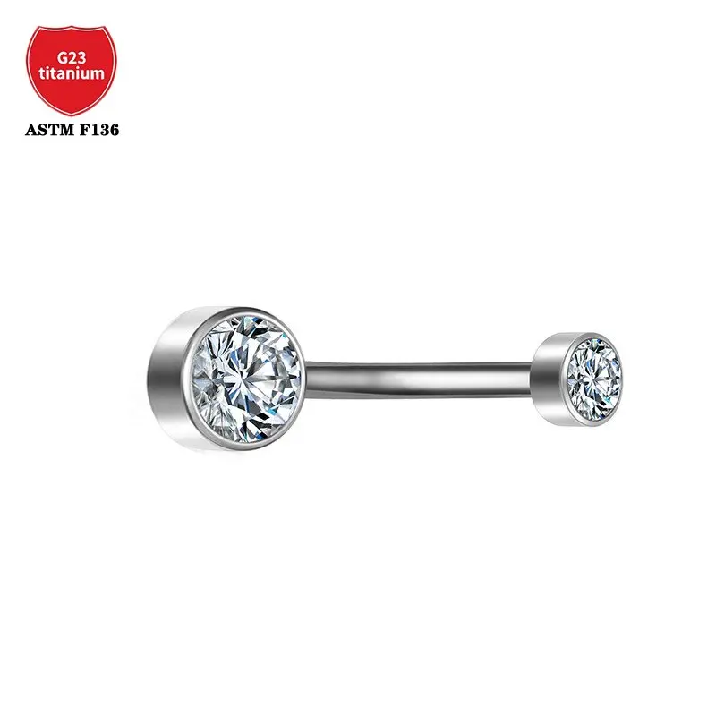 ASTM G23 Titanium Belly Button Piercing Industrial Hinge Segment External Helix Zircon Fashion Charming Body Jewelry Wholesale