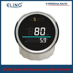 ELING Waterproof Marine 85mm Digital GPS Speedometer 0-999(Knots, km/h) with Backlight GPS Antenna for Sailboat Yacht 12V 24V