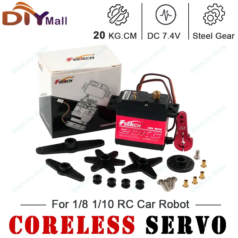 FT5320M Cyfrowe serwo 20KG o wysokim momencie obrotowym 180 °   Metal Gear 25T do samochodu RC Baja 1/8 1/10 - Wodoodporny silnik bezrdzeniowy