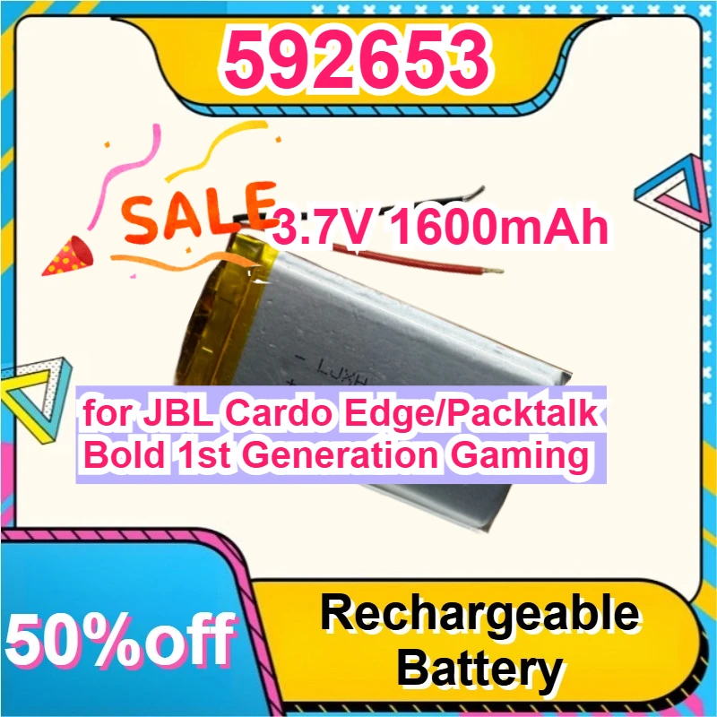 592653 3.7V 1600mAh for JBL Cardo Edge/Packtalk Bold 1st Generation Gaming Headset Bluetooth Headset Has A Built-in Battery