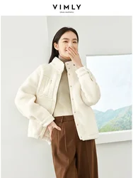 Vimly-Veste matelassurera à col montant pour femme, manteau à boutonnage simple, monochrome, blanc, sourire, décontracté, dame de bureau, hiver, 2023, M5661