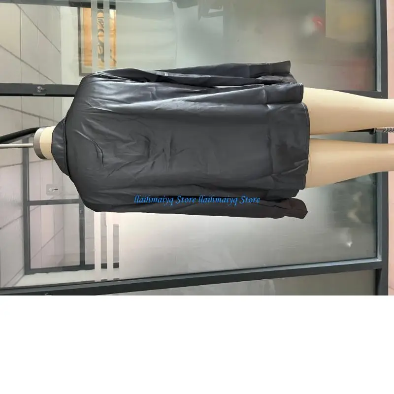 

573B Casual Modern Women's Shirt with V Neck Design Ruched Detail Long Sleeve Satins Collar Comfortable Top