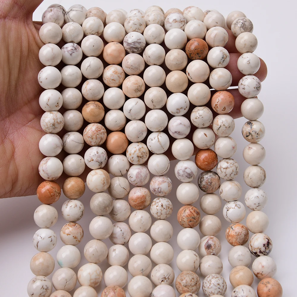 APDGG 2 Strands 12mm Mix White Howlite Spun Round Turquoise Stone Loose Beads 16
