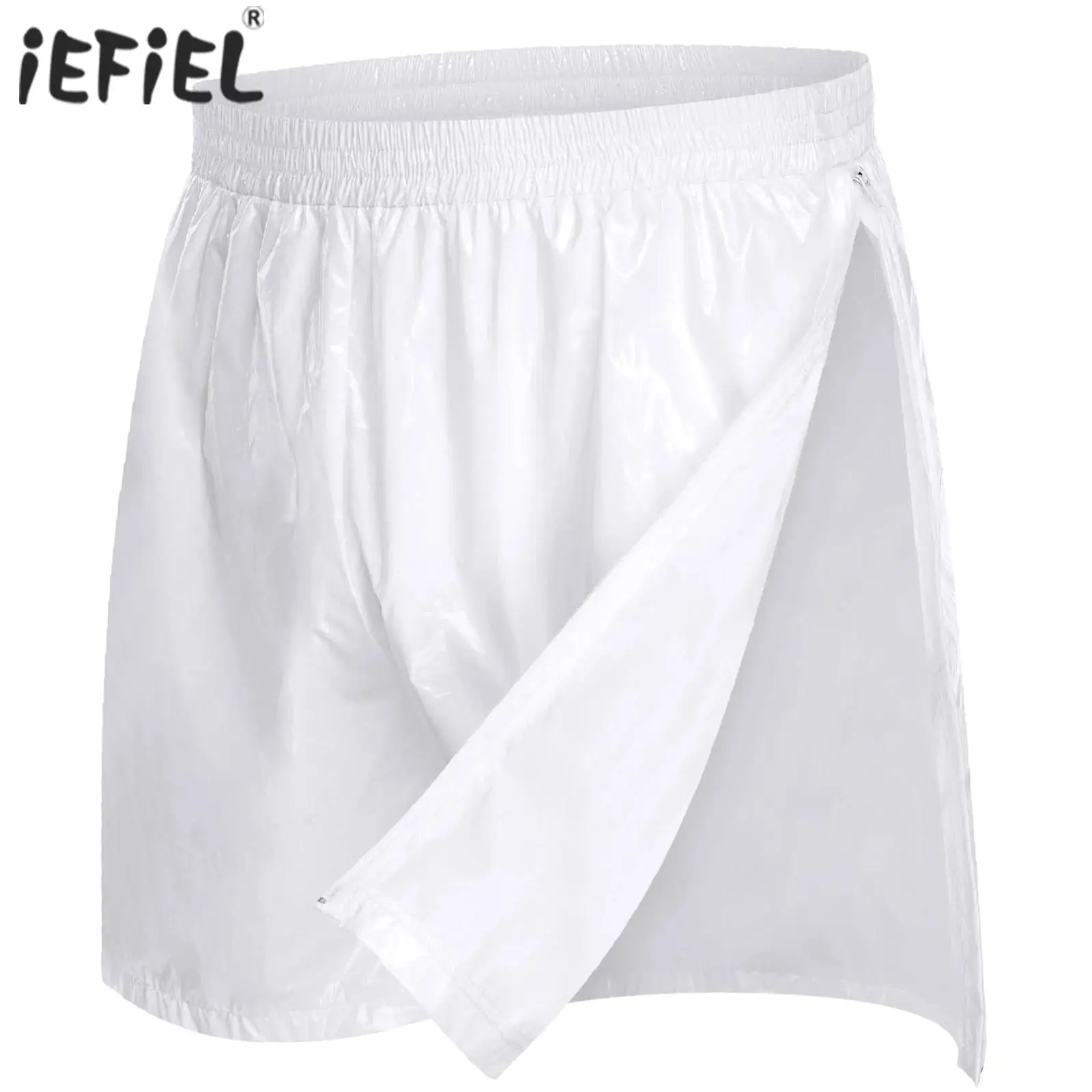 

Mens Running Boxers Shorts Sides Zipper Elastic Waistband Wet Look Sports Shorts for Rave Party Nightclub Music Festival Costume