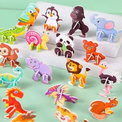 30pcs 3D Fun Mini Animal Dinosaur DIY Paper Jigsaw Puzzles for Birthday Party Favors Kindergarten Rewards Pinata Filler Gift