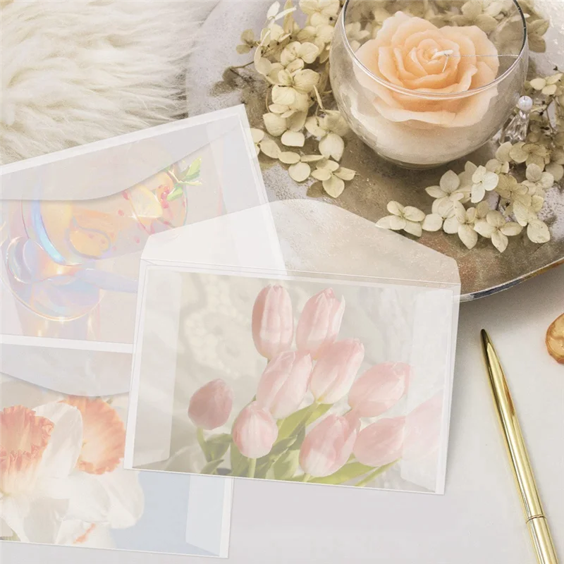 AED7-50PCS Translucent Paper Envelopes Set Letter Vintage Invitation Envelopes For Cards