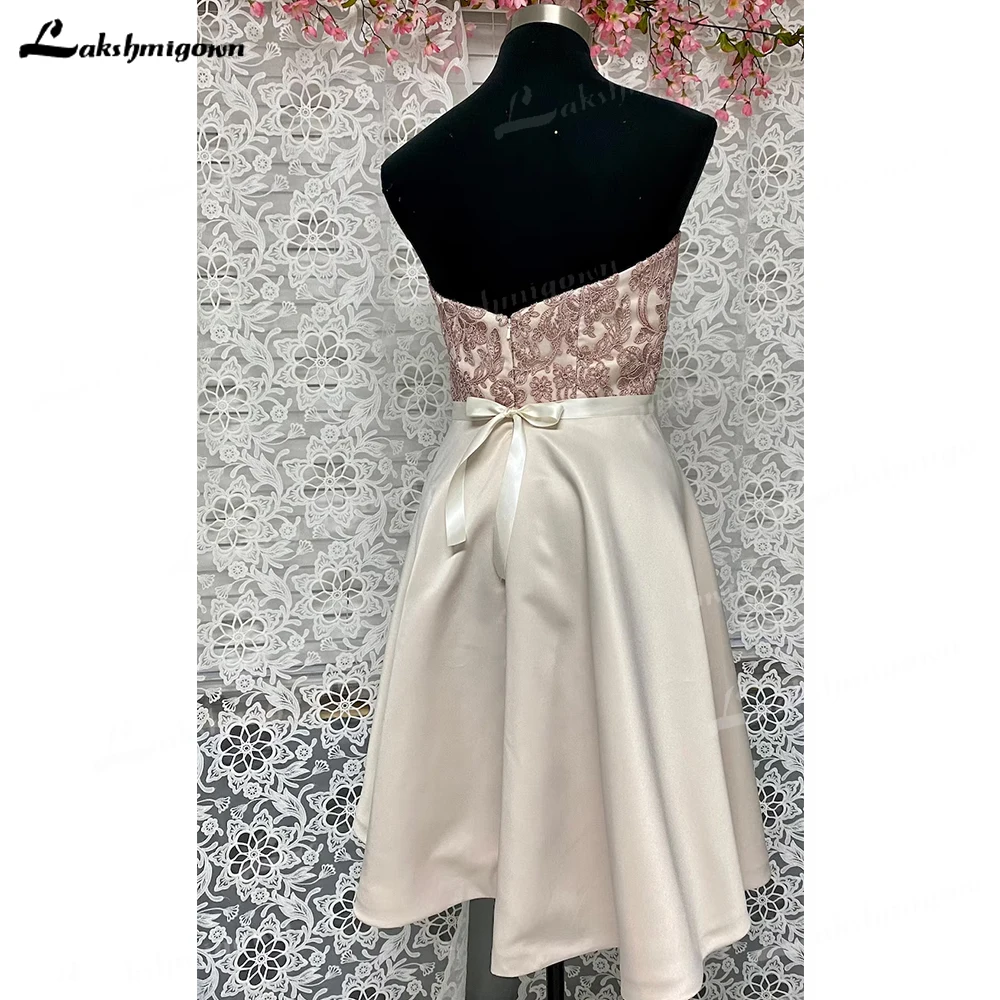 Short Mother of The Bride Groom Dress Custom Made Dusty Rose Lining Satin Lace Elegant Women Dress For Party 2023robes de soirée