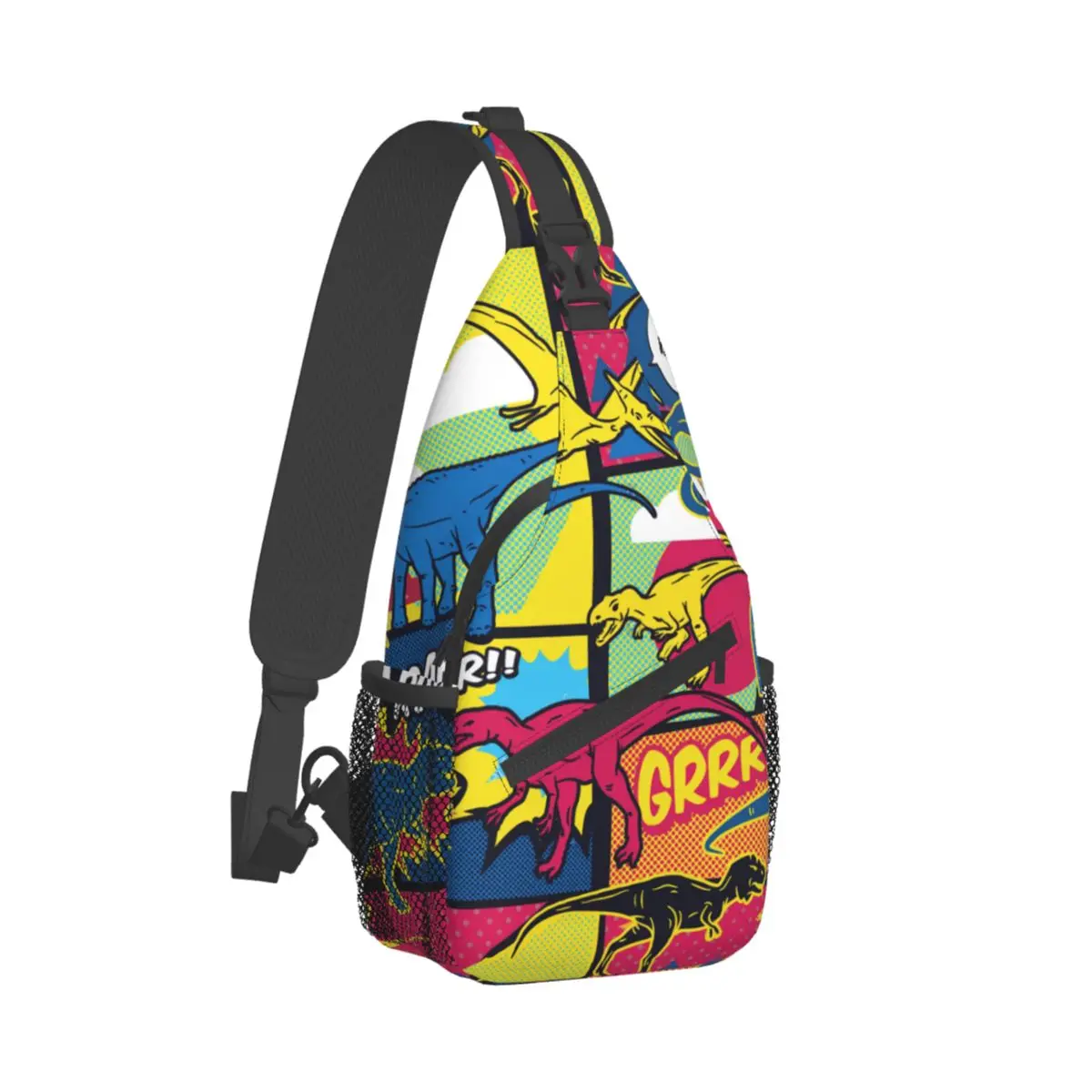 Dinozaur Crossbody torba sportowa dinozaury komiks Pop Art styl torba na klatkę piersiowa Unisex kobiety moda męska plecaki na ramię podróży