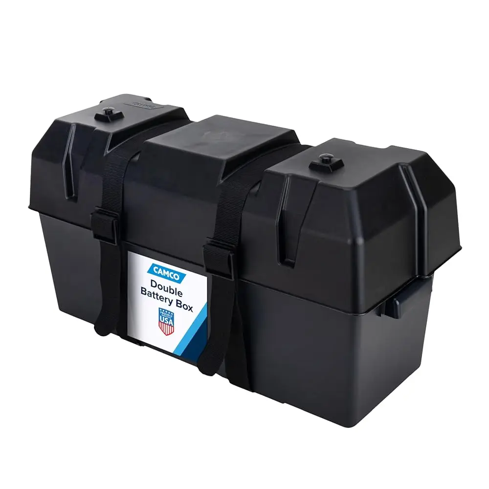 

Free Shipping Double Battery Box - Safely Stores RV, Automotive, and Marine Batteries - Features a Heavy-Duty Corrosion-Resilien