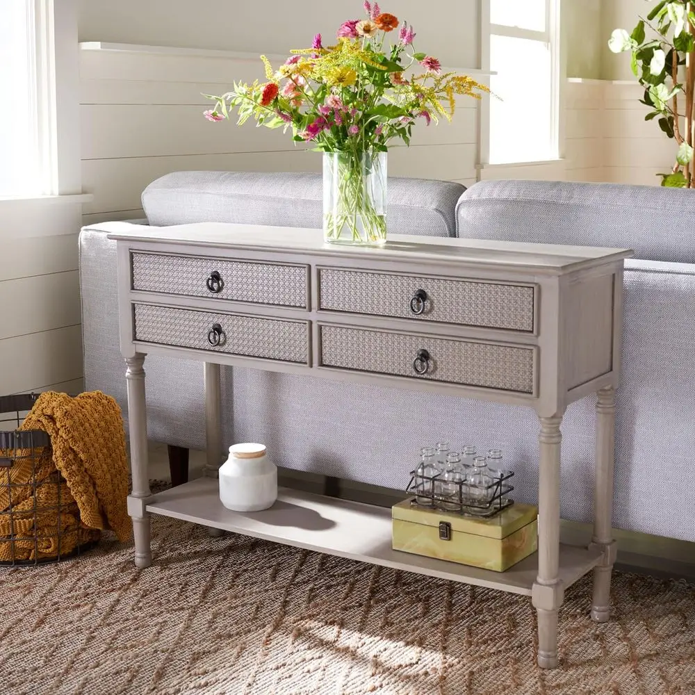 Home Collection Haines Greige 4-Der Bottom Shel ole Table