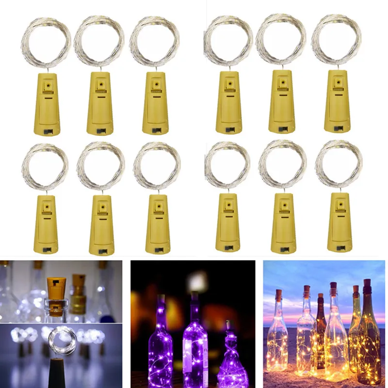 Guirlande lumineuse LED pour bouteille de vin, 10 pièces, 5 pièces, fil de cuivre, décoration d\'arbre de noël, lumières d\'extérieur pour la maison,