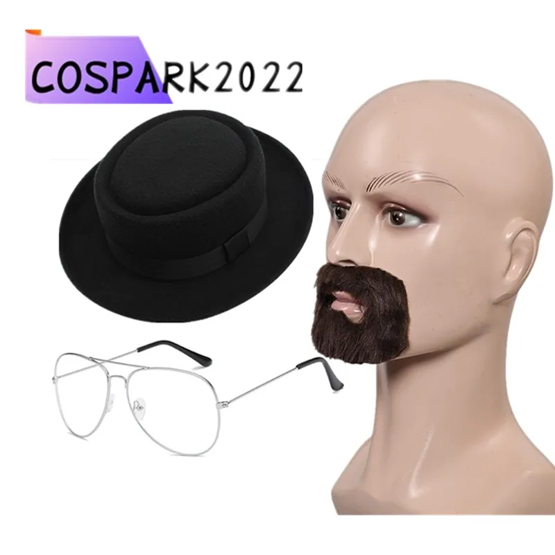 

Adult Men Walter White Cosplay Eyewear Hat Beard Breaking TV 2025 Bad Cap Eyeglasses Halloween Carnival Costume Accessories